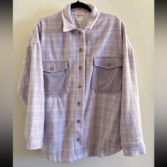 Pink Pily Purple Plaid Shacket - Krista X Pink Lily - Size Medium - Picture 5 of 5